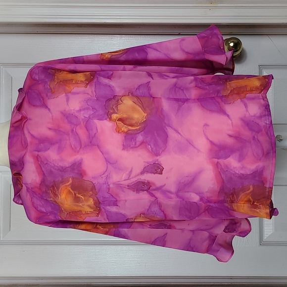 Kathy Che Ruffle Front Vibrant Color Blouse - Picture 8 of 13